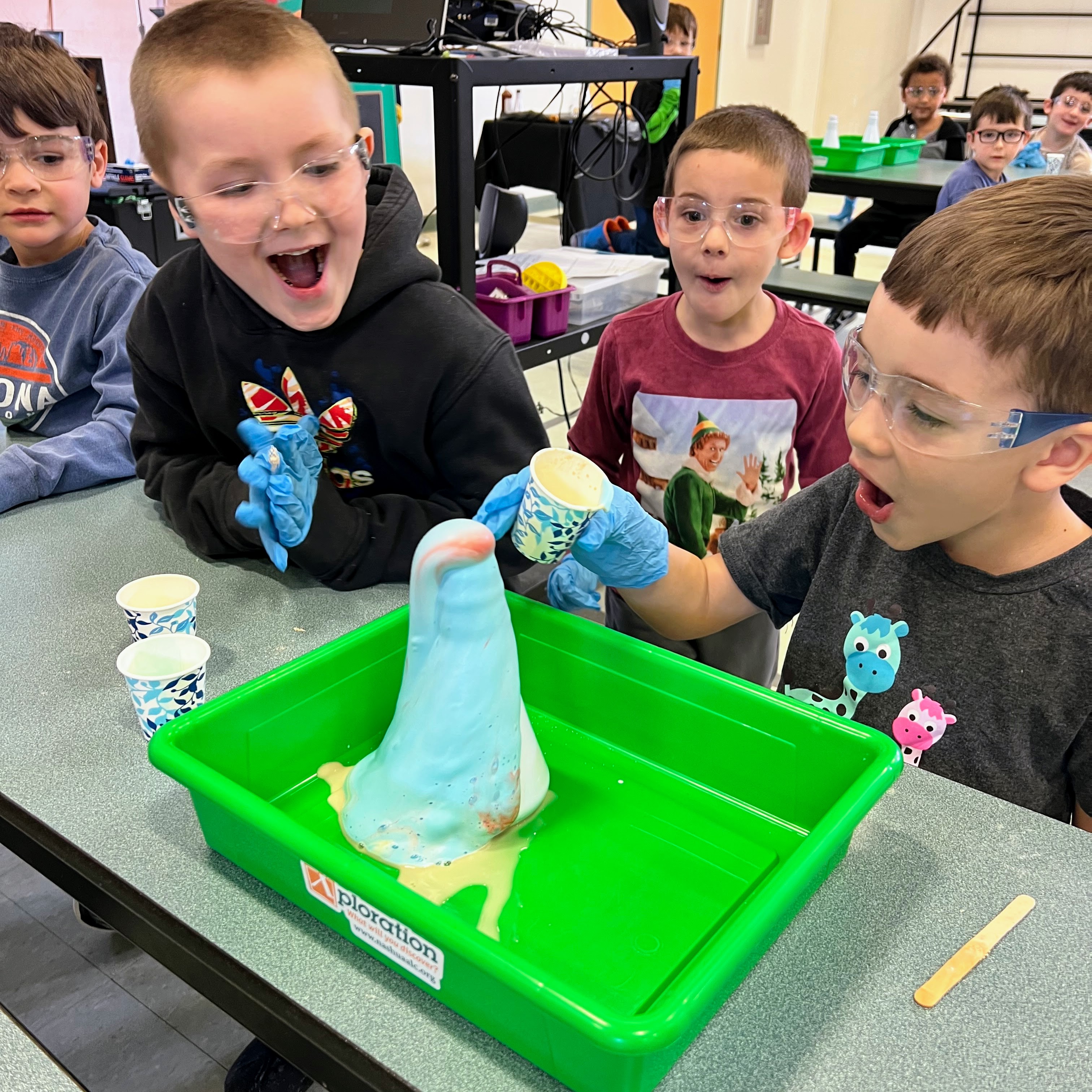 Students make elephant tooth paste.